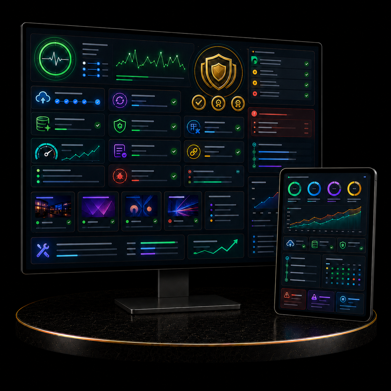 Dashboard displaying analytics for website monitoring and stats for Website Maintenance & Support Package.