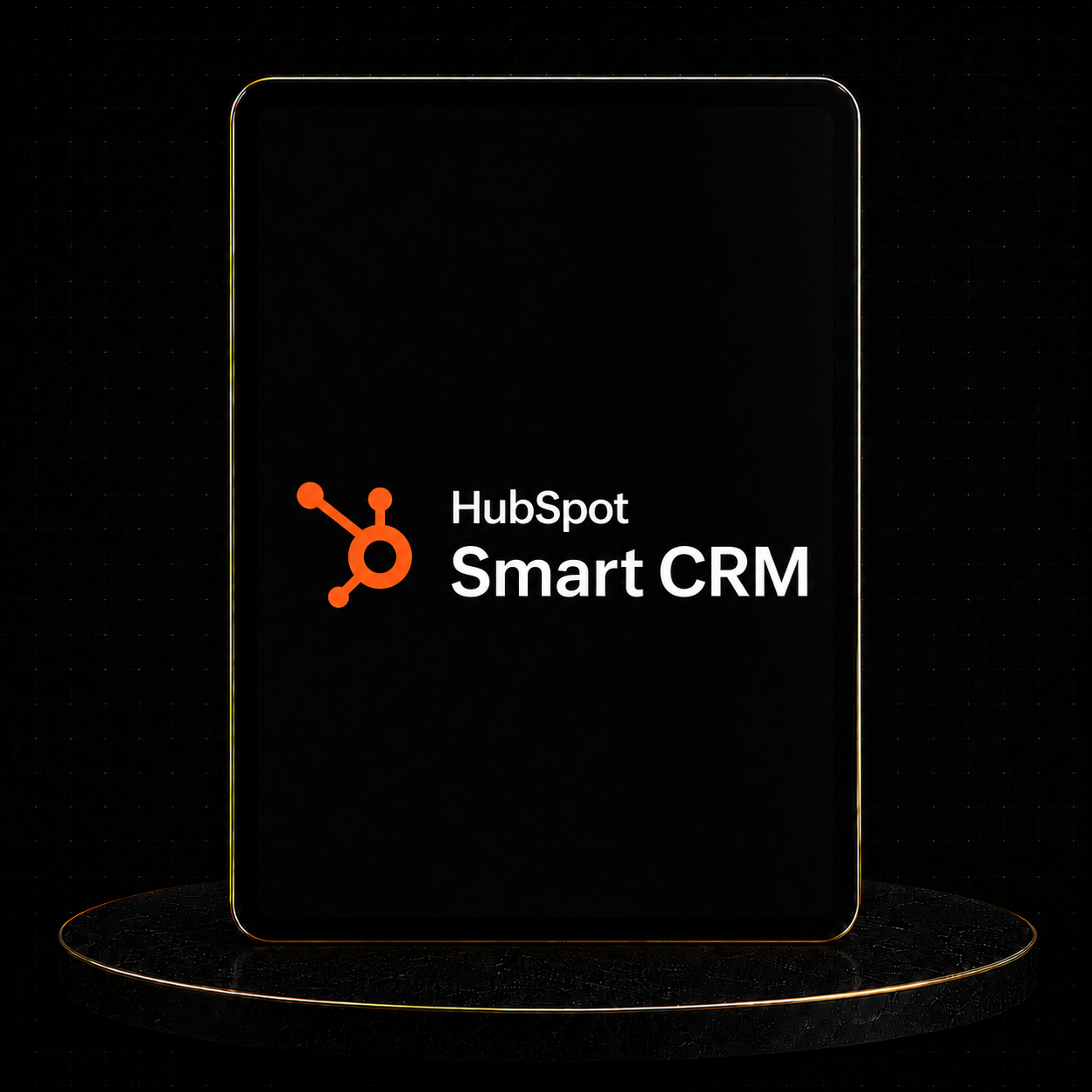 Image of HubSpot Smart CRM Setup logo on a black background, showcasing the brand identity.