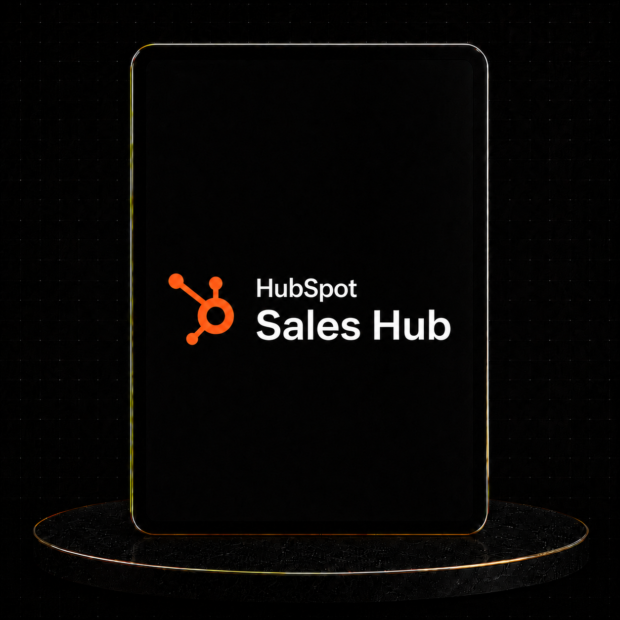 Image of HubSpot Sales Hub logo on a sleek black background.