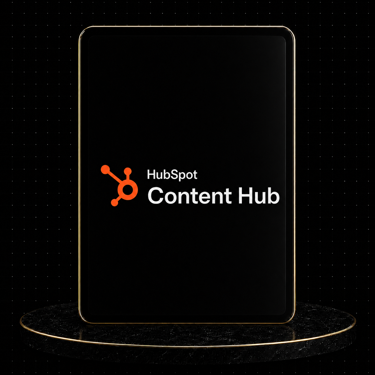 HubSpot Content Hub Setup displayed on a sleek digital screen with a dark background.
