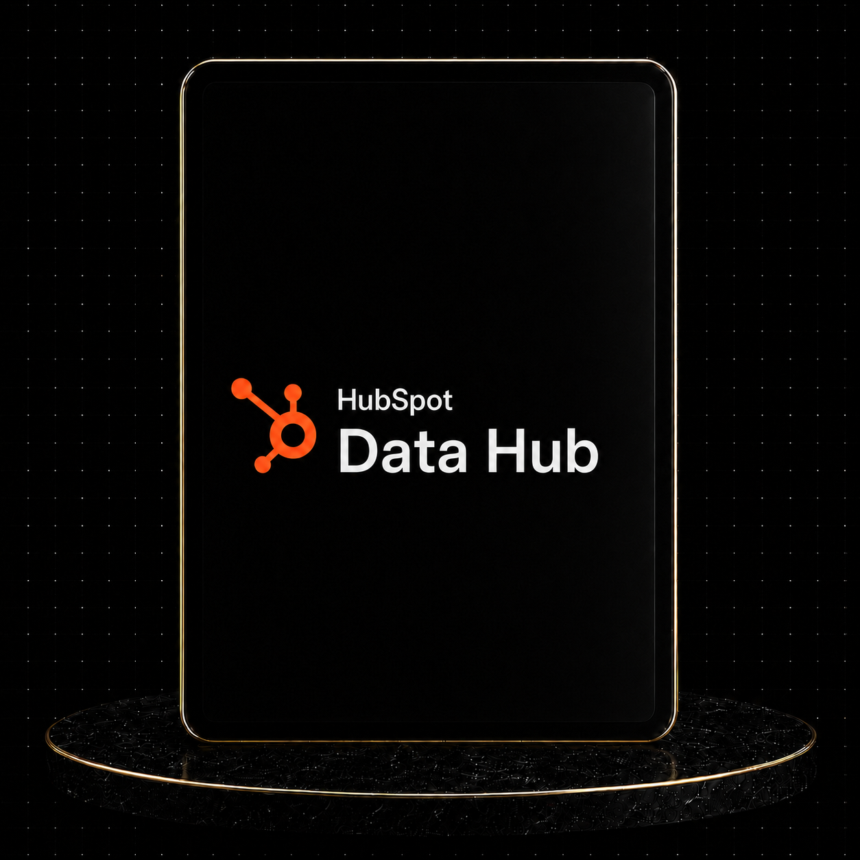 HubSpot Data Hub Setup showcasing the HubSpot Data Hub logo on a sleek black background.