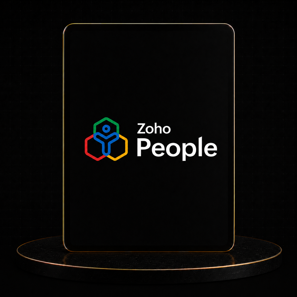 Logo of Zoho People Setup featured on a sleek black background.