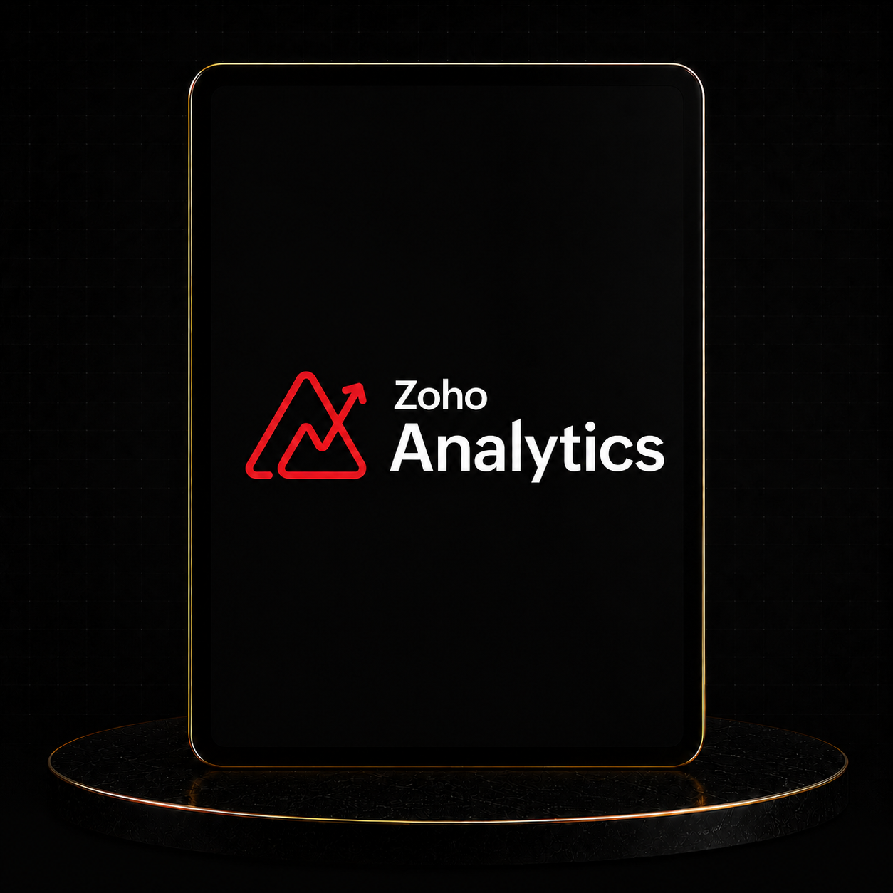 Zoho Analytics Setup logo displayed on a sleek black background with a stylish design.