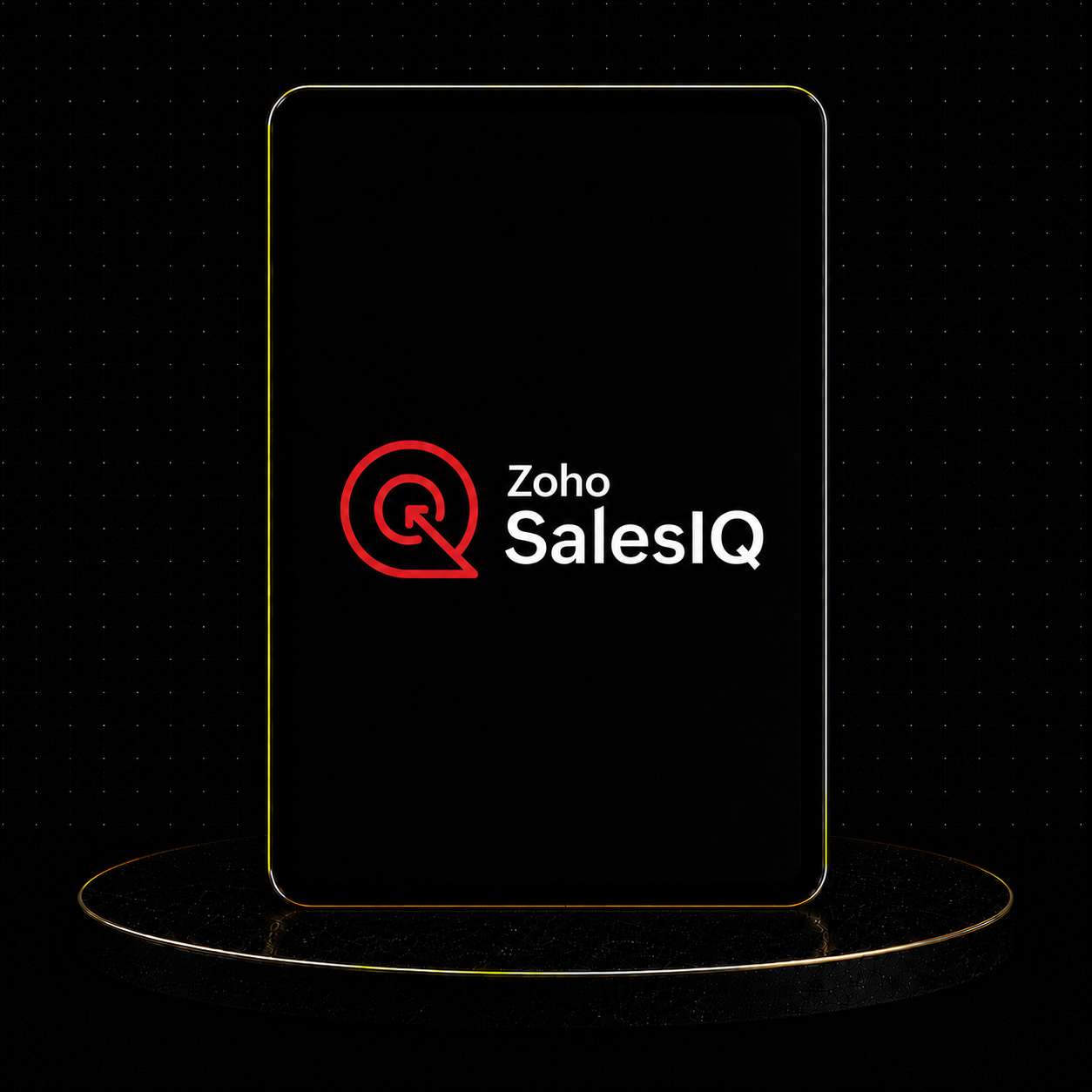 Image showcasing the Zoho SalesIQ logo on a sleek black background.